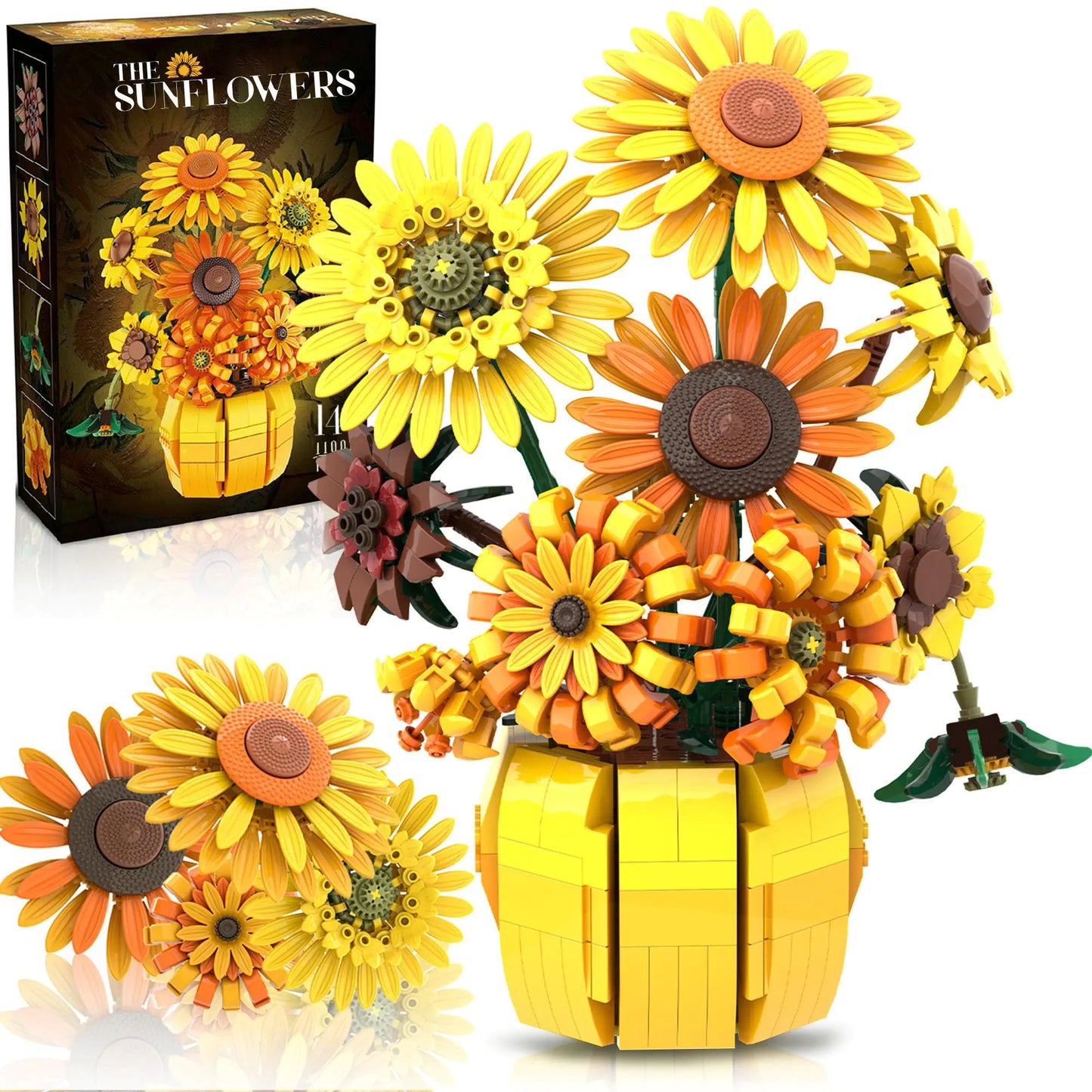 Flowers Building Set Art Botanical Sunflowers Pot Bouquet 11002